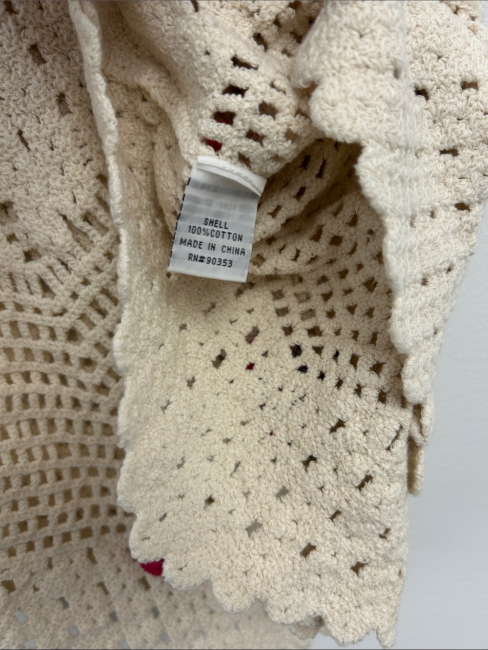 Rebellion Cream Crochet Boho Knit Tank Top with Appliqué Butterflies Size Med - Picture 7 of 8